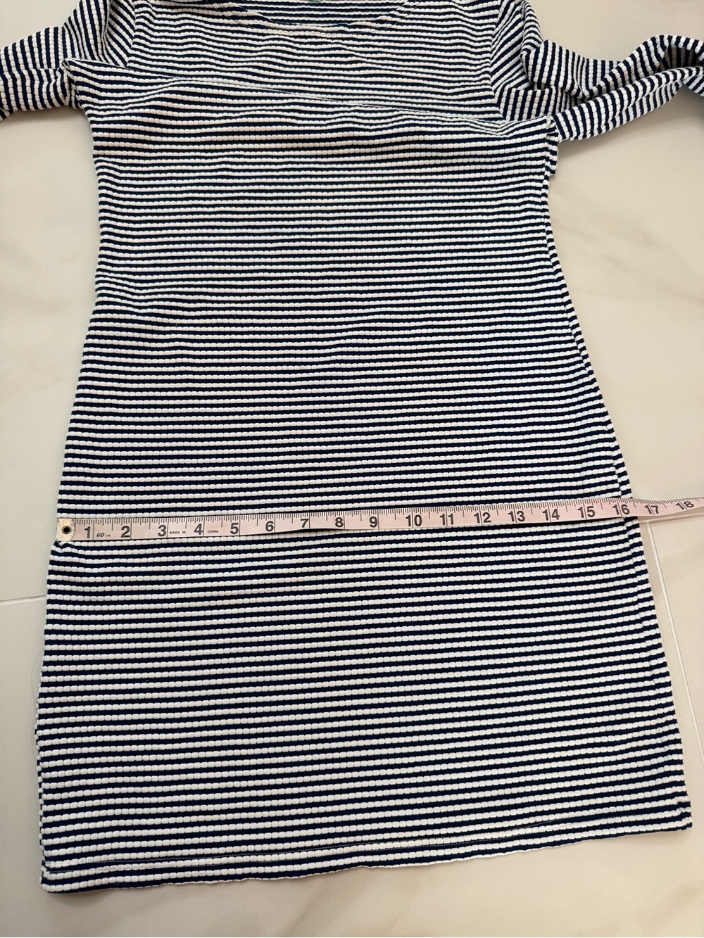Melissa Odabash Agata Navy Stripe Long Sleeve Mini Dress L - Picture 12 of 15